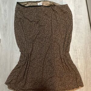 Vintage Leopard Print Brown Tiered Midi Skirt